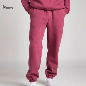Pantalones Deportivos de Felpa Rosa Sólido para Mujer, Marca Relevo Industries, Cintura Media, Elásticos, Corte Regular, Largos, Casuales, con Bolsillos - Product Image 1