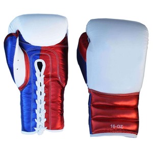 Gants d'entraînement de kickboxing en cuir de vachette respirant et durable, anti-humidité, antidérapants, avec logo personnalisé, lacets or et blanc pour la boxe - Product Image 4