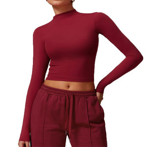 Women's Crew Neck <b>Long</b> <b>Sleeve</b> Compression Fit Yoga Top Spandex/Polyester SMART FABRIC Eco-Friendly Four-Way Stretch Quick Dry - Product Image 1