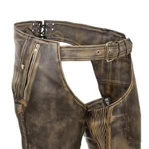 Guêtres en cuir véritable effet vieilli pour homme, style western, pour l'équitation et la moto - Product Image 3