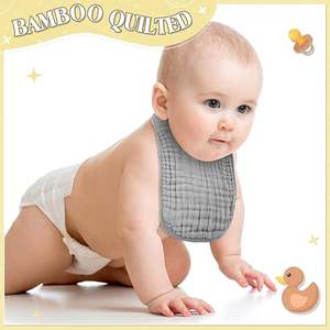 Bavoirs pour bébé en bambou 95% et élasthanne 5%, hypoallergéniques, doux pour les peaux sensibles - Product Image 3