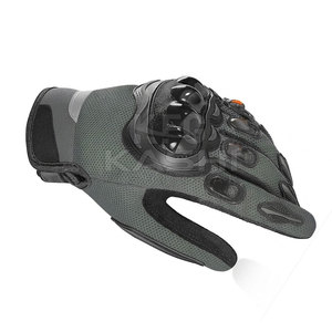 Premium Durable Breathable Leather Full Finger Biker <b>Gloves</b> <b>Touchscreen</b> Compatible Non-Slip Safety Support Hook Loop Closure - Product Image 4