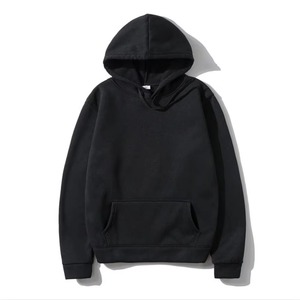 เสื้อฮู้ดผู้ชายสีดำ ทรงปกติ สีพื้น ผ้าฝ้าย 100% เฟรนช์เทอร์รี่ สวมใส่สบายๆ สำหรับฤดูใบไม้ร่วง มีกระเป๋า - Product Image 1