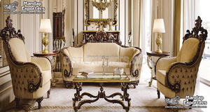 Juego de Muebles de Sala de Estar de Madera de Lujo, Exclusivo Juego de Sofás de Madera Dorada para Sala de Estar, Compre un Juego de Sofás de Madera de Teca - Product Image 6