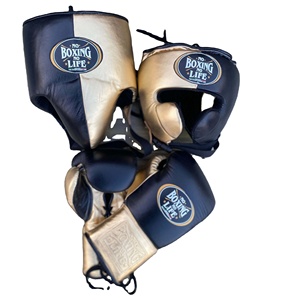 Ensemble de boxe en cuir de vache véritable en gros, fermeture à lacets, logo personnalisé, sangle réglable, pas de boxe, pas de vie, ensemble d'entraînement - Product Image 1