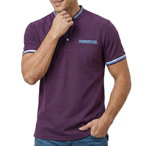Manufacturer Price Men's <b>Grandad</b> Collar Polo <b>Shirts</b> Custom Logo Slim Fit Soft Fabric Breathable <b>Short</b> <b>Sleeve</b> Polo <b>Shirts</b> For Men - Product Image 6