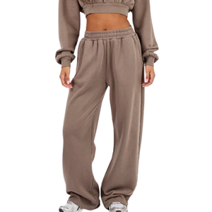 Womens <b>Cropped</b> Pullover Hoodie Tracksuit Set Baggy <b>Jogger</b> Trousers Elastic Waist Loose Two Piece Casual Streetwear Lounge Outfit - Product Image 4