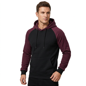 Sudadera con Capucha para Hombre, Corte Ajustado, Color Sólido, Manga Raglán, Tejido de Poliéster, Estilo Casual para Otoño, con Bolsillos - Product Image 3