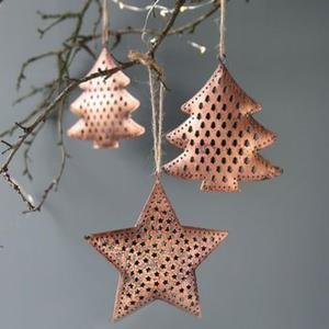 Adornos Colgantes Rústicos de Metal, Corazón, Estrella, Copo de Nieve, Grabados a Mano, Decoraciones para Árbol de Navidad, Adornos Económicos, Detalles Decorativos - Product Image 5