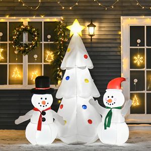 6ft <b>LED</b>-Lighted Christmas Inflatable <b>Tree</b> with Snowmen for Home Indoor & Outdoor Garden Lawn Decoration Party Prop - Product Image 2