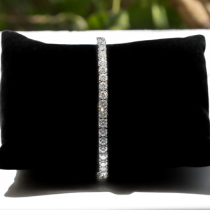 Pulsera de Oro Blanco con Diamantes, Corte Brillante Redondo, Color G, Joyería Clásica para Mujer, Regalo de Aniversario de Bodas para Ella - Product Image 3