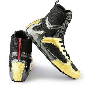 Chaussures de boxe haut de gamme respirantes à lacets en triple maille, cuir synthétique, semelle antidérapante résistante à l'usure, légères, prêtes à être expédiées - Product Image 5