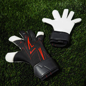 Vente flash - Gants de gardien de but de football en cuir PU noir et blanc, légers, avec fermeture à boucle, unisexes, doigts entièrement couverts, design personnalisé - Product Image 4