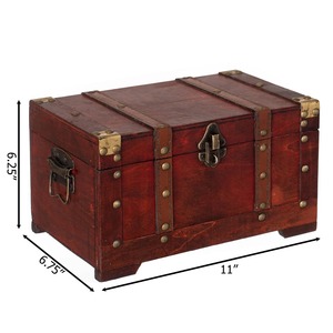 Premium Wooden Trunk Box With Metal Look Finished And Handles Vintage <b>Storage</b> <b>Chest</b> Ideal For Home Decor And Organization - Product Image 2
