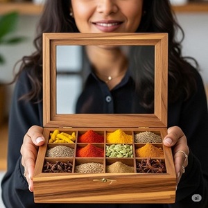 Boîte à épices Masala Dabba artisanale de qualité supérieure, écologique, avec couvercle en plastique, compatible lave-vaisselle, pour usage domestique Direct F.S. International - Product Image 4