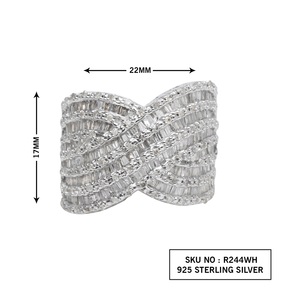 Anillo de compromiso y boda de lujo en plata con diamantes blancos redondos y baguette de 2.00 Ct para mujer (color G-H, claridad I) - Product Image 2