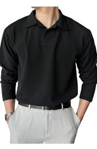 Polo respirant à manches longues Vente en gros Service OEM Prix bon marché Coton premium 220 GSM Qualité d'exportation Épaule tombante - Product Image 5