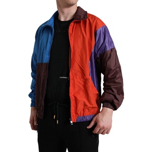 Veste coupe-vent en tissu multicolores, panneaux de couleurs mélangées, logo personnalisé, imperméable, pour course à pied, camping et activités de plein air - Product Image 3