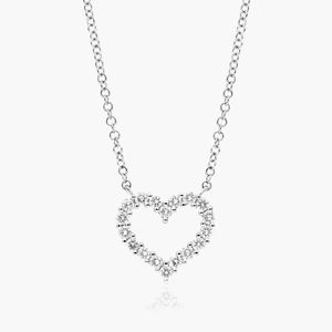 Petite Heart Diamond <b>Necklace</b> In White Gold - Product Image 3
