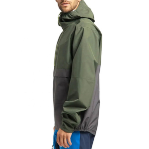 Veste coupe-vent à capuche pour homme, color-block, demi-zip, imperméable, sportive, coupe régulière, en polyester, pour l'automne - Product Image 4