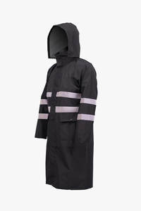 Men's Women's Lightweight Eco-Friendly Waterproof Reflective Long Trench Coat <b>Hood</b> Safety Workwear Outdoor Camping <b>Raincoat</b> - Product Image 2