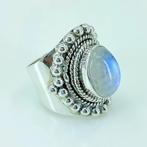 Blue Fire Rainbow Moonstone <b>Ring</b> 925 Sterling <b>Silver</b> Handmade <b>Statement</b> Promise <b>Ring</b> for Women Boho Oval June Birthstone Jewelry - Product Image 5