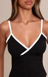 Débardeur court côtelé pour femme, dos nageur, en maille extensible de haute qualité, uni, pour le yoga, vente en gros personnalisée - Product Image 3