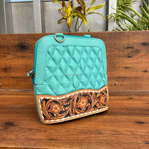 Bolso bandolera con cremallera de cuero acolchado con entramado de diamantes para mujer, bolso de hombro de diseñador de lujo - Product Image 3