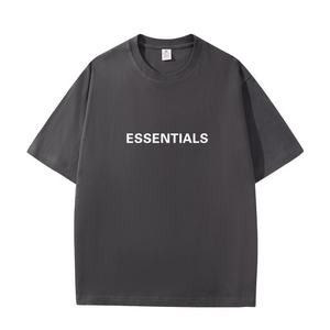 Custom Wholesale Men's Front Logo 230g 100% Cotton Jersey Knitted Solid Color Casual T-<b>Shirts</b> - Product Image 2