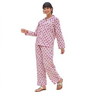New Floral Printed Women Wear Night Wear <b>Suit</b> Set Silk <b>Pajama</b> Set Tunic Handmade <b>Pajamas</b> Set - Product Image 4