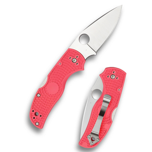 Elegantes Cuchillos Plegables de Acero Inoxidable con Mango Texturizado Rosa, Hoja Afilada de Borde Liso, Orificio para el Pulgar y Clip de Bolsillo - Product Image 1