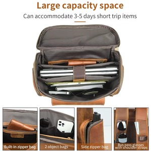 Signature Vintage Leather <b>Backpack</b> <b>Waterproof</b> Anti-Theft Laptop Rucksack Genuine Leather Craft LBP-0433 - Product Image 3
