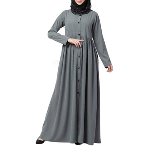 Wholesale Latest Design New Arrival Hot Sale Women's Modest Long Sleeve Abaya Prayer Dress Muslim Ruffles Straight Natural - Product Image 4