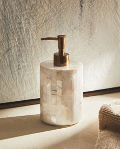 Modern Rectangle Bathroom Set Natural Resin & Bone Four-Piece Storage With Soap Dispenser And <b>Toothbrush</b> <b>Holder</b> Easy To Clean - Product Image 5