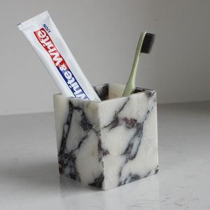 Nawgnail Calacatta Viola Marble Toothbrush <b>Holders</b> for Bathroom, Natural Marble Canisters, <b>Makeup</b> Brush <b>Holder</b> Countertop - Product Image 4