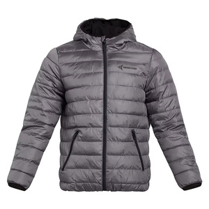 Daizen Star Unisex Hooded Puffer Jacket Zipper Closure Winter Casual Windproof Cotton Filled Solid Color Front Logo High Street - Product Image 1