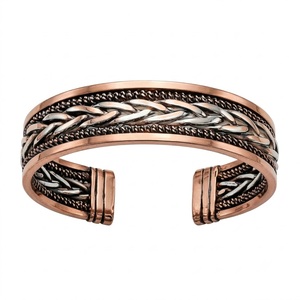 กำไลข้อมือทองแดงแท้บำบัดด้วยแม่เหล็ก ดีไซน์คลาสสิกแบบถักเกลียว สำหรับทุกเพศ ปรับขนาดได้ ช่วยบำบัดรักษาสุขภาพ - Product Image 1