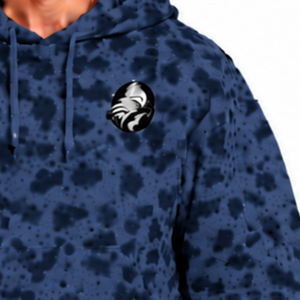 Navy Blue <b>Leopard</b> <b>Print</b> <b>Hoodie</b> Heavyweight Pullover Sweatshirt Oversized Fit Drawstring Hood Kangaroo Pocket Casual Streetwear - Product Image 5