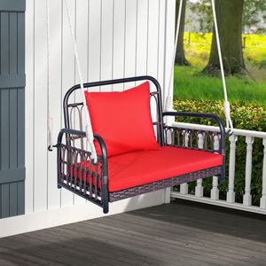Silla Columpio de Ratán para Patio con Cojín de Asiento Cómodo - Product Image 2