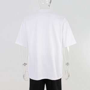 T-shirts vierges personnalisés pour hommes en 100 % coton à manches courtes et col rond, coupe classique avec ourlet inférieur, logo brodé, pour tenue décontractée masculine – Vente en gros - Product Image 4