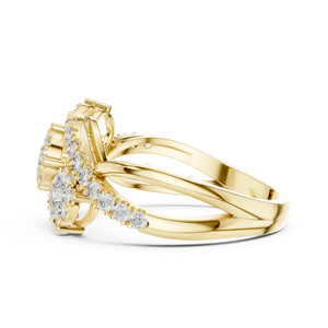 แหวนเพชรประดับรูปดอกไม้สีโรสโกลด์14K ประกายแวววาวสำหรับผู้หญิงดีไซน์หรูหรา - Product Image 3