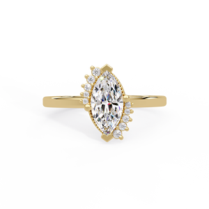 Bagues de fiançailles et de mariage vintage en or massif 14 carats avec diamant de laboratoire taille marquise, certifiées IGI, bijoux personnalisés, vente en gros directe d'usine - Product Image 4