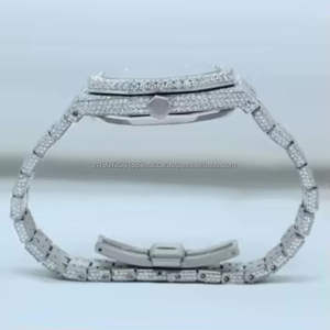 Reloj de Lujo para Hombre con Diamantes Cultivados en Laboratorio, Estilo Vintage Retro Hip Hop, Correa de Acero Inoxidable de 20 mm, Certificado IGI - Product Image 5