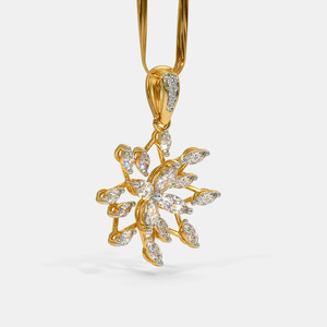 Collar con Colgante de Diamante Cultivado en Laboratorio con Diseño Floral de Estrella en Oro Amarillo - Product Image 3