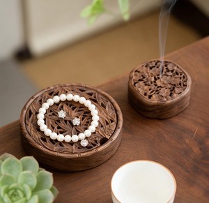 Difusor de Aromaterapia de Madera Hecho a Mano, Estilo Oriental Redondo, Quemador de Incienso Ecológico No Tóxico para Meditación - Product Image 3