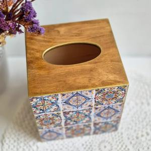 Caja de pañuelos de madera impresa a todo color, vibrante, para embalaje creativo de marca, caja de accesorios al por mayor - Product Image 3