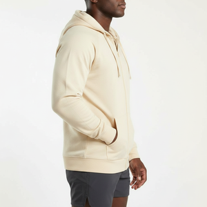 Sudadera con capucha de entrenamiento para hombre, con cremallera completa, forro polar grueso, costuras premium, corte raglán, bolsillo canguro, proveedor mayorista OEM - Product Image 4