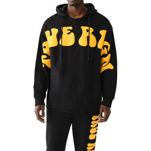 Sweat-shirt à capuche pour homme avec impression en relief, coton premium, streetwear, design de logo personnalisé pour la production en gros - Product Image 1
