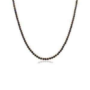 18K Gold 9.46 Ct Deep Blue Sapphire <b>Statement</b> <b>Necklace</b> with Pearl Accent - Product Image 2