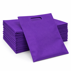 Premium Purple Heavy Duty Non-Woven D Cut Grocery Shopping Tote <b>Bag</b> Eco-Friendly <b>Reusable</b> <b>Bag</b> Custom Logo OEM ODM Packaging - Product Image 1